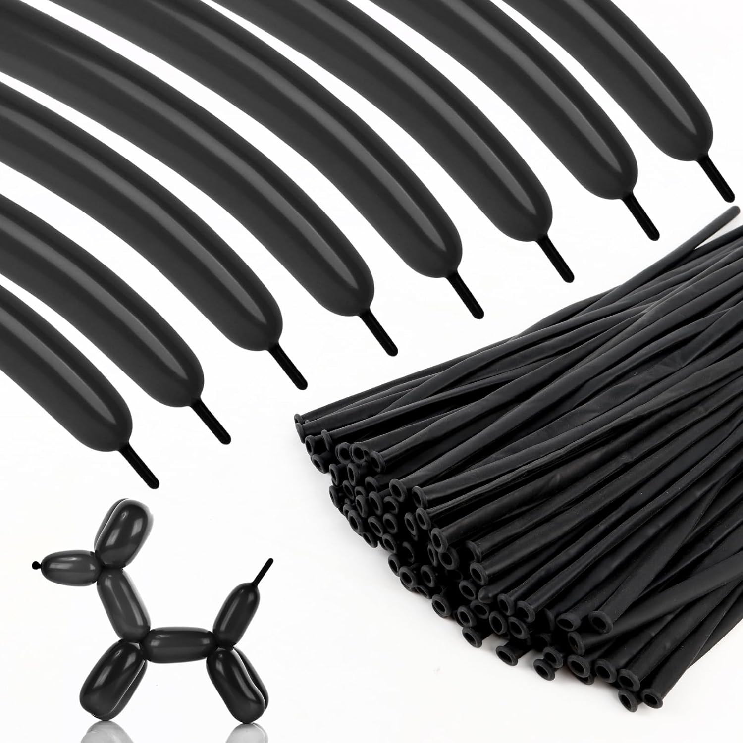 100pcs 260 Black Long Balloons for Twisting, Skinny Thickening Latex Balloons for Animal Modeling and Arch Tying, Magic Show Party Supplies for Birthday Wedding Christmas Decoration