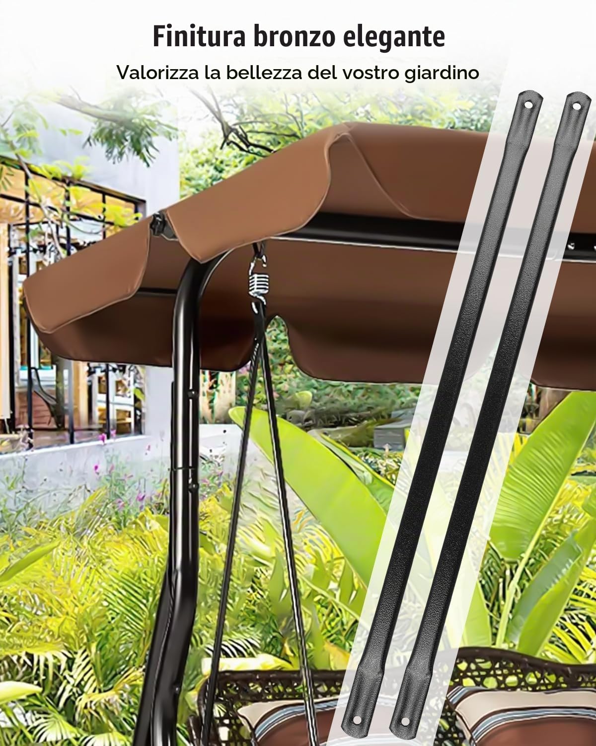 Barre di ricambio per altalena da giardino, 33.5in / 85 cm, aste ellittiche in metallo bronzo