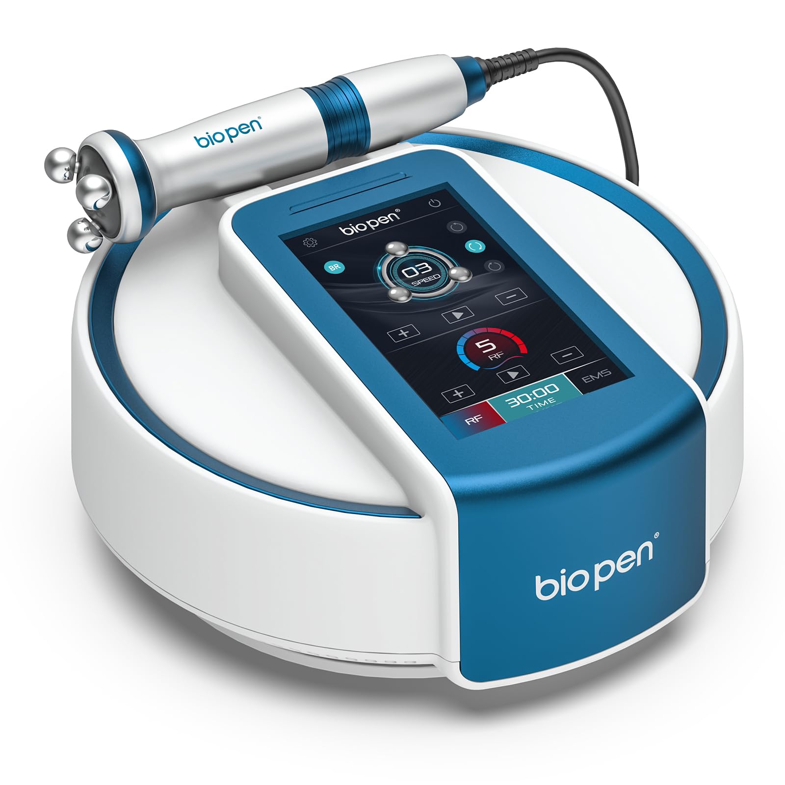 Bio pen T6 z technologią 360° RF – PROFI 4-w-1 urządzenie do urody do domu: RF + EMS przeciw starzeniu + Terapia światłem niebieskim (455 nm) przeciw trądzikowi + Obrotowa masażująca liftingująca I