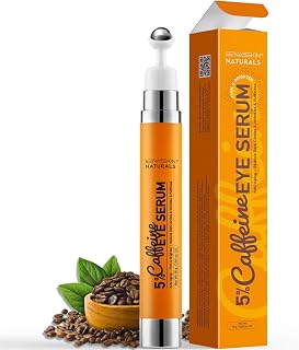 EnaSkin Naturals 5% Caffeine Eye Serum for Dark Circles, Puffiness & Fine Lines - Cooling Roller Applicator, 0.56oz