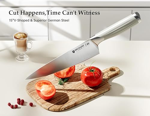 Miniatura 3 de BRODARK Juego de cuchillos de cocina de 15 piezas con bloque y varilla de afilar, juego de bloques de cuchillos de acero inoxidable alemán de espiga