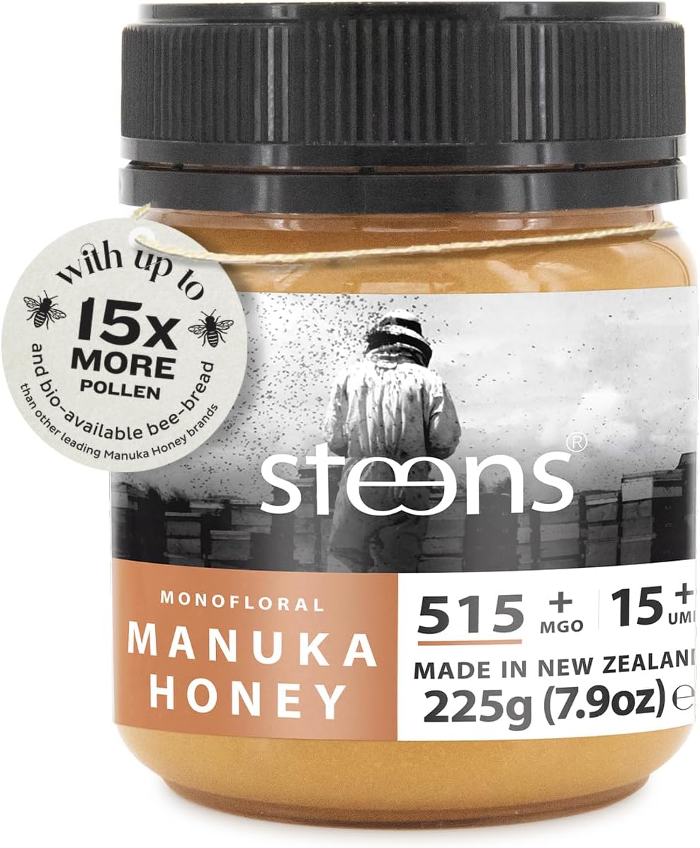 Steens Manuka Honey - MGO 515+ - Pure & Raw 100% Certified UMF 15+ Manuka Honey - Bottled and Sealed in New Zealand - 225g