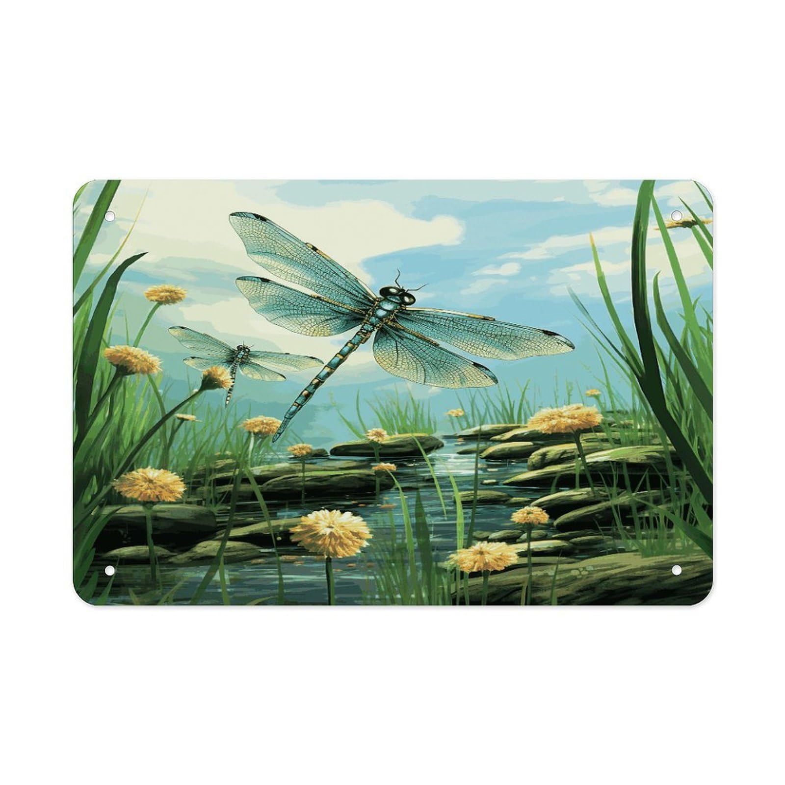 Dragonflies in Flight Wall Art Metal Signs Tin Sign