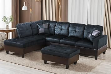 Sectional Couches for Living Room, Sectional Sofa Set with Ottoman, L-Shaped Sectional Couch 103" W for Living Room