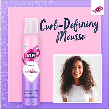 VO5 Curl Defining Mousse with Definition and Hold, Perfect for Curly Hair Provides Bouncy Natural Frizz Free Lasting Curls Protect from Heat Damage, 200ml (Pack of 6)