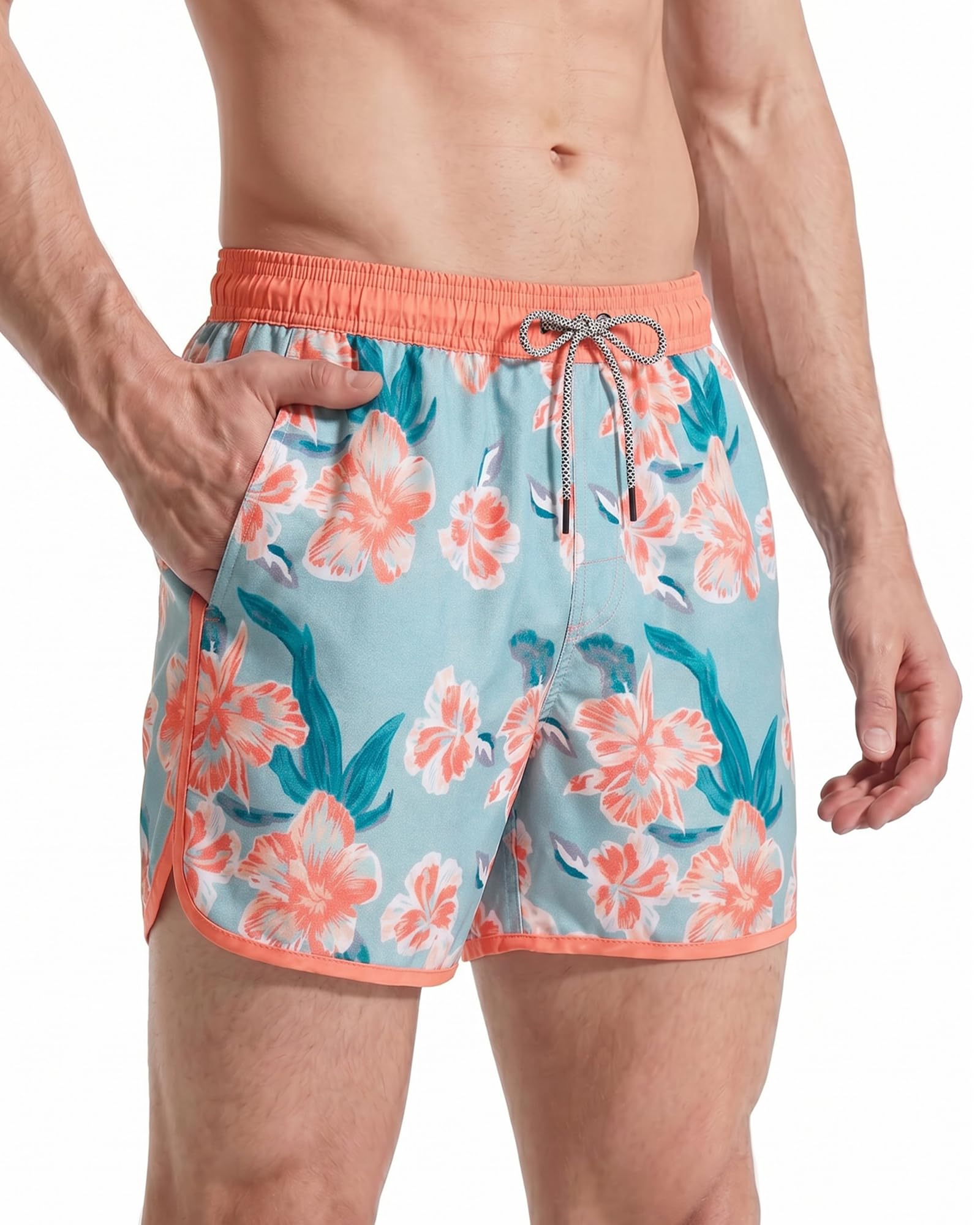 maamgic Herren Badeshorts Vintage Retro Boardshorts Schnelltrocknend Kurz Badehose Schwimmhose mit Mesh-Futter und Verstellbarem Tunnelzug