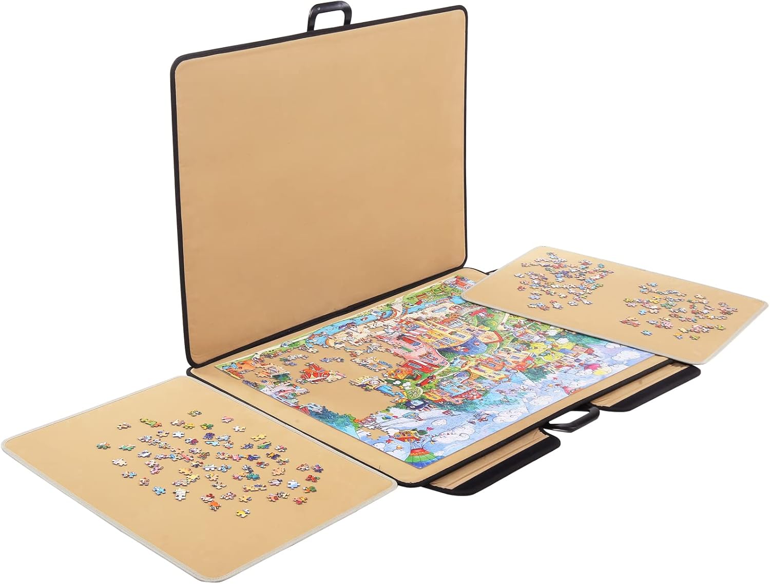 YISHAN Portable Jigsaw Puzzle Table Board, Standard Puzzle Case for Storage, Puzzle Mat, Puzzle Keeper Caddy Saver with Sorting Trays, Non-Slip Surface, Large 1500 Piece Premium