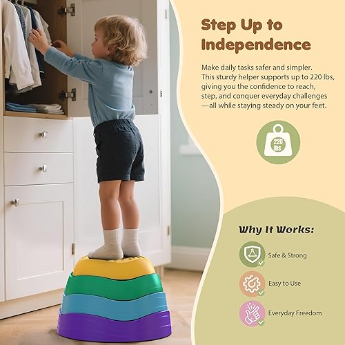 Vista 6 de Equilibrio Stepping Stones, juguetes sensoriales antideslizantes para niños pequeños para jugar al aire libre o interior, juego de piedras