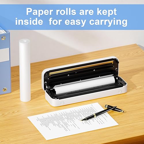 Vista 31 de Phomemo Papel adhesivo térmico blanco de 4.213 in, compatible con impresora de bolsillo inalámbrica Phomemo M04S/M04AS, texto negro, 3 rollos