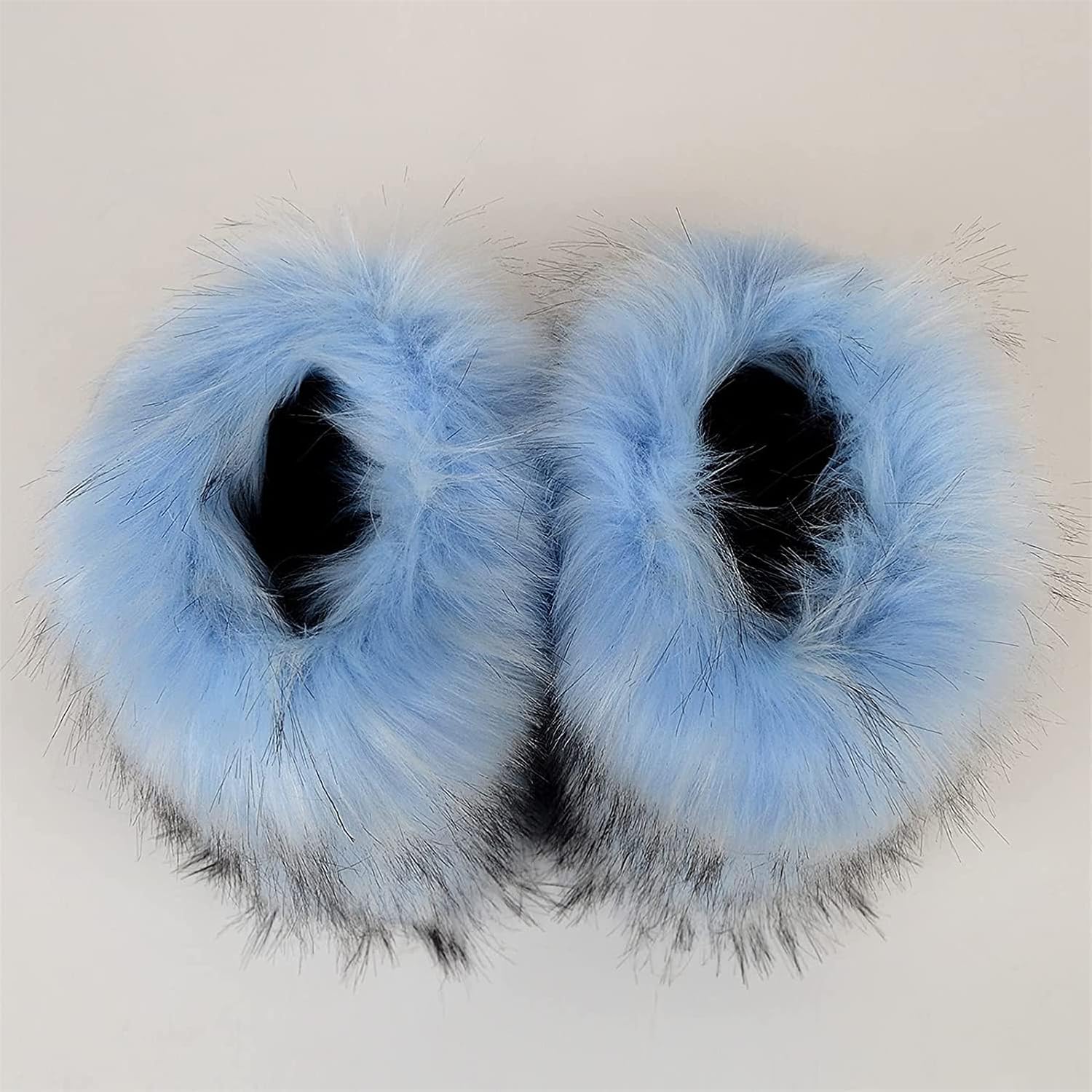 FUNCOS Faux Fur Boots for Women Mid-Calf Furry Winter Boots Flat Shoes Carnival Costume