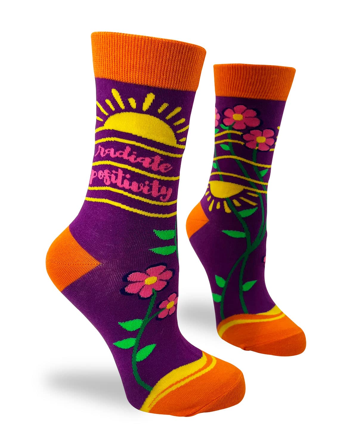 Fabdaz Radiate Positivity Novelty Crew Socks for Women