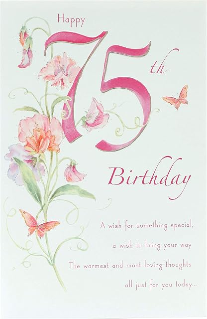 75th Birthday Card - Birthday Card for Her - Delicate Floral Design