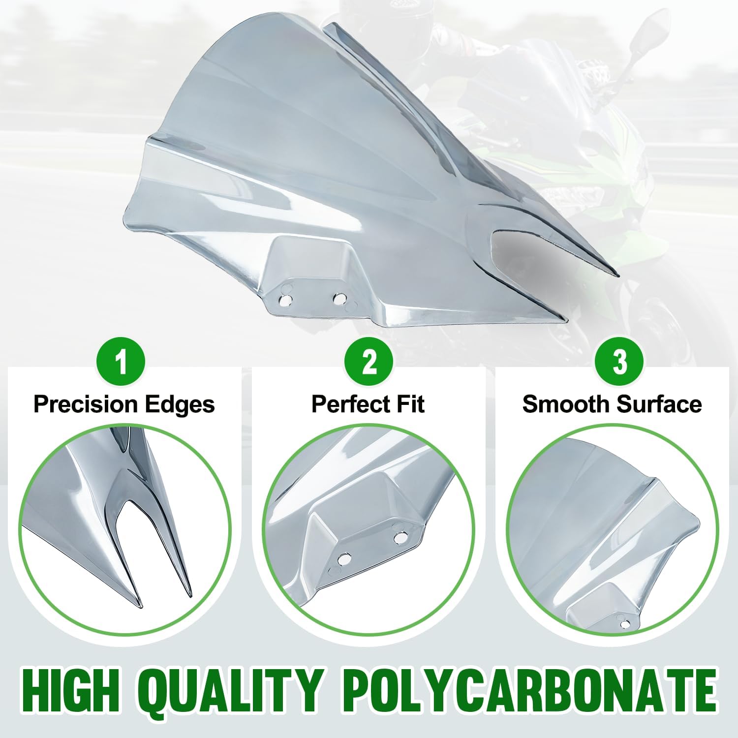 Motorcycle Windshield Fit for 15" Ninja 500 Windscreen 2024 2025 2026 Ninja500 SE Double Bubble Wind Deflector Screen Visor Flyscreen Smoke