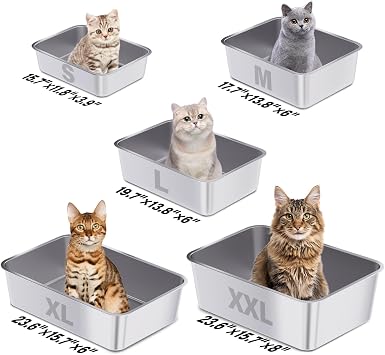 Stainless Steel Cat Litter Box, XXL Metal Litter Box 2 Pack