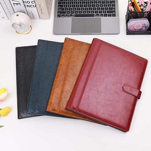 Miniatura 5 de Wason Portafolio Funda de cuero PU A4 con portapapeles, bloc de notas, portafolios, formularios, archivo de escritura de documentos, planificador de