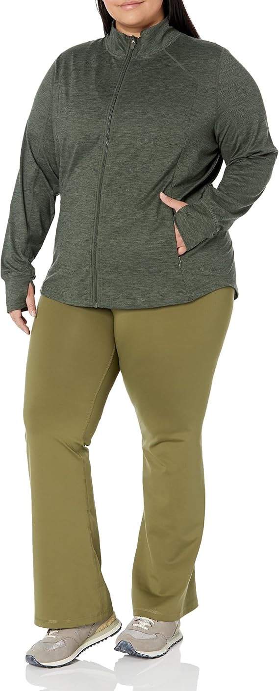 Amazon Essentials Women's Brushed Tech Stretch Full-Zip Jacket (Available in Plus Size)
