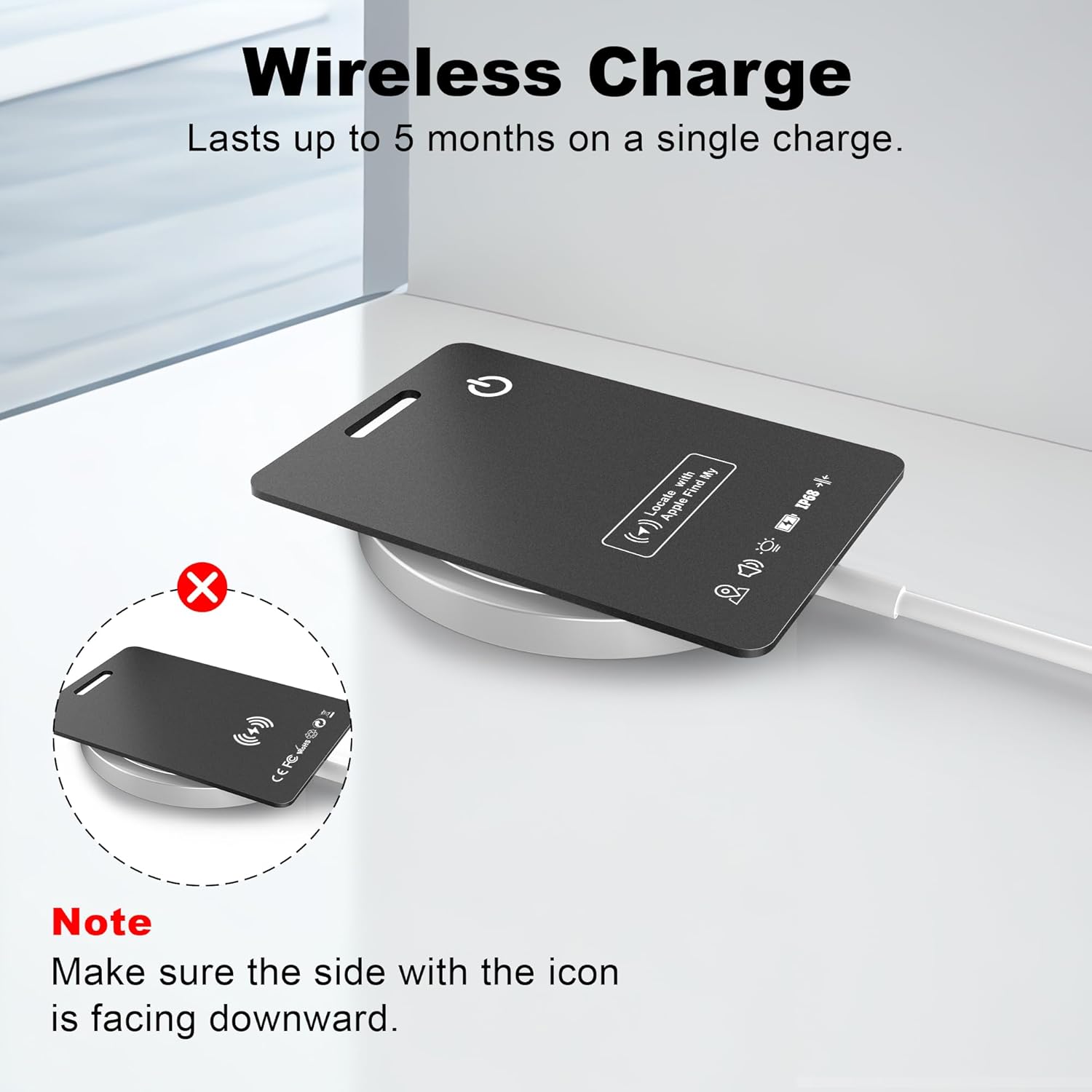 Wallet Tracker Card (iOS Only), Rechargeable Bluetooth Smart Tracking for Apple Find My Compatible Anti Tracker for Men Women Slim Item Locator for Purse Passport Key Luggage Tag (4Pcs/Black A)
