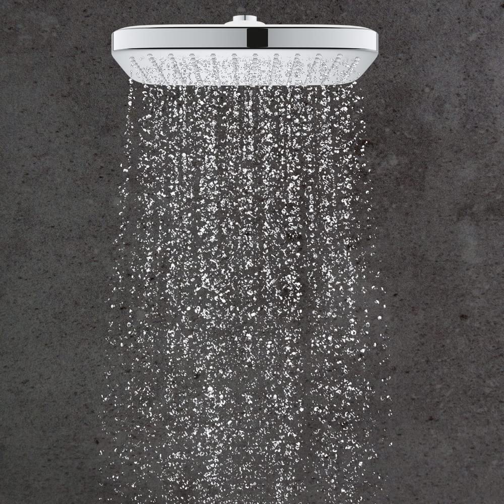 GROHE Douche de tête Vitalio Comfort 250 Cube, 1 jet, raccords filetés 1/2", forme carrée 250mm, douche de tête pivotable, installation rapide, chromé, 26695000 (Import Allemagne)