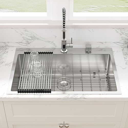 Miniatura 69 de Sarlai Fregadero de lavandería de 22 pulgadas de profundidad, fregadero de lavandería de 12 pulgadas de profundidad, fregadero de cocina de acero