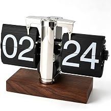 HERCHR Retro Flip Clock, Automatic Flip Desk Clock Digital Large Number Flip Desk Clock Battery Operated Internal Gear Operated Clock for Home Office School Hotel Cafe