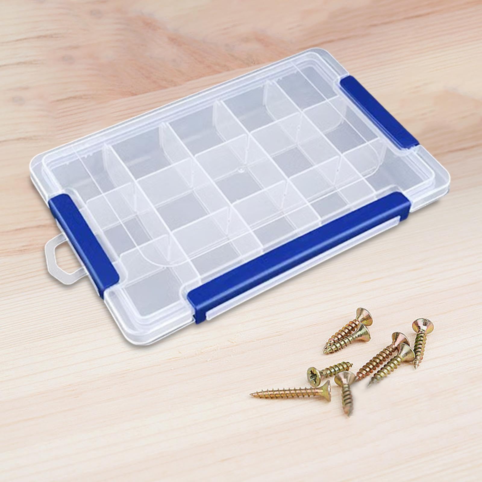 Scatola trasparente organizer per perline, per gioielli fai da te, attrezzatura da pesca, decorazioni per nail art, con divisori rimovibili, 15 scomparti grandi