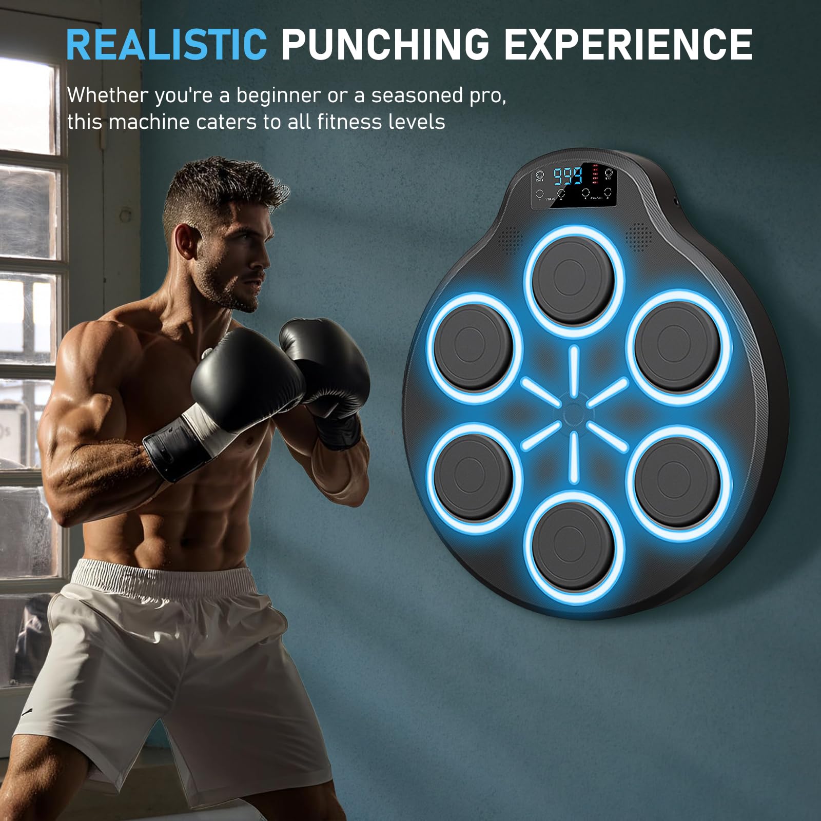 Macchina Da Boxe Musicale Bluetooth - Con Luci LED, 12 Modalità, Per Allenamento A Casa - Foto 7