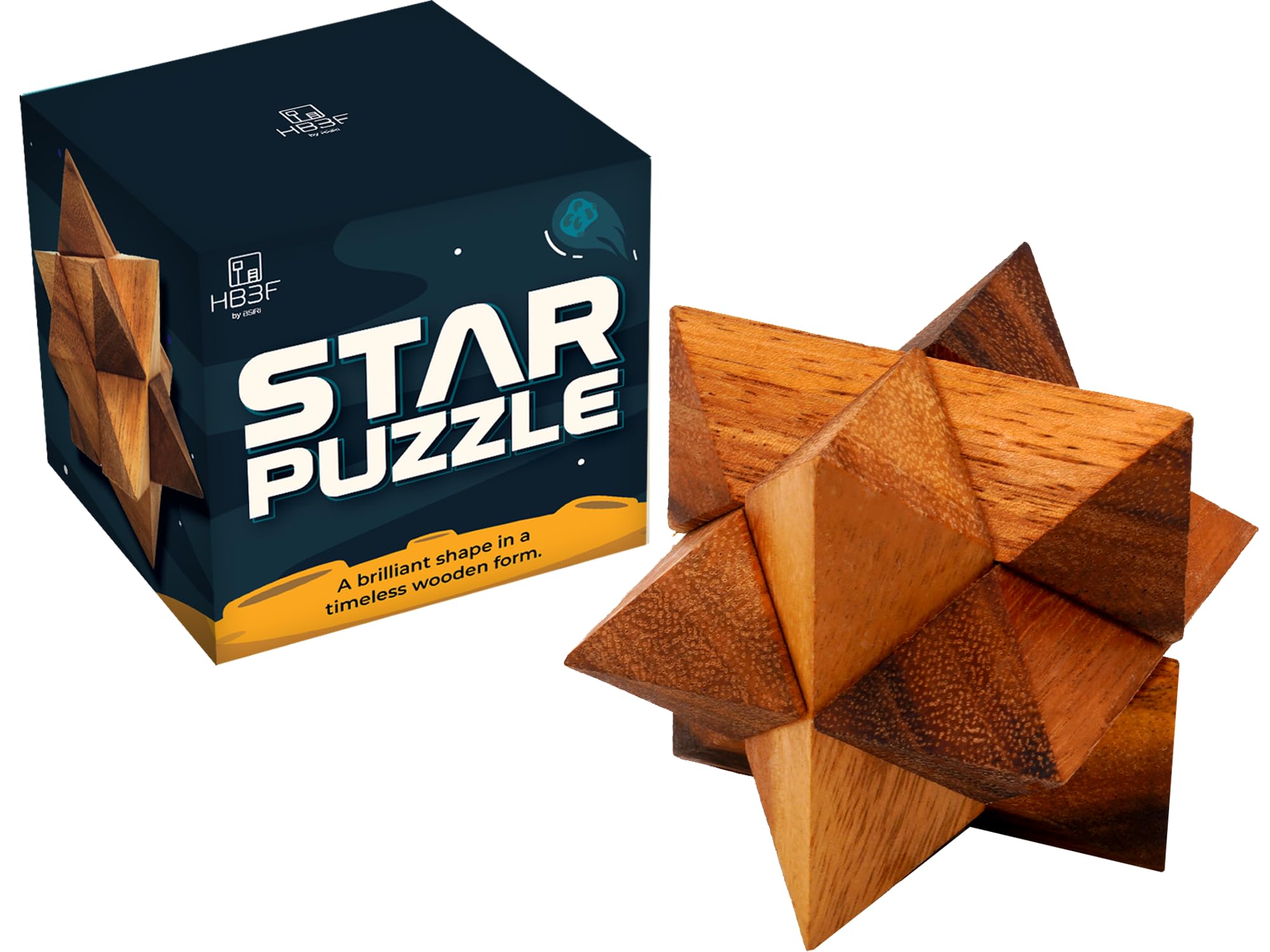 BSIRI Adults Games Gifts Wooden Star Cube Puzzle Game Brain Teasers of The Logic Games for Kids and Teen to Challenge Puzzles for Fun Entertaining Things and Educational Tools of Parents