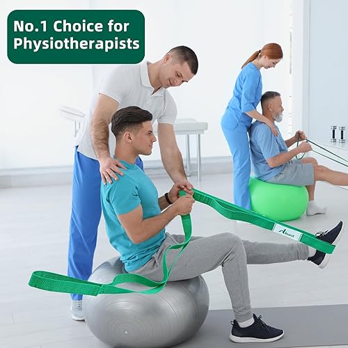 Miniatura 4 de Correa elástica de yoga para terapia física, 10 bucles de correas de yoga para estiramiento, correa elástica no elástica para pilates, flexibilidad,