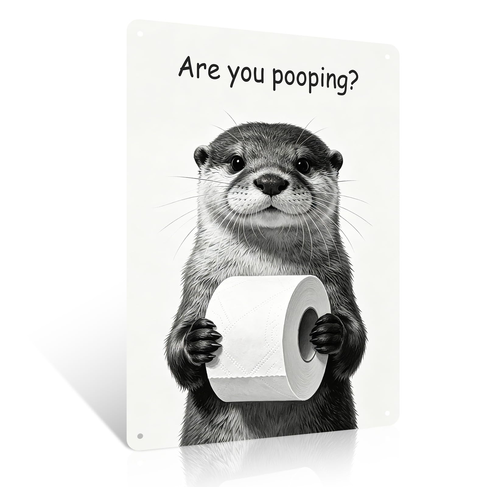 Are You Pooping Bathroom Metal Sign 8x12 inch Funny Raccoon Animal Vintage Tin Sign Wall Art Decor For Toilet Home