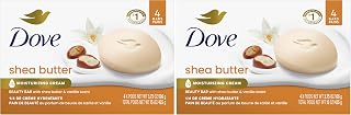 Dove Beauty Bar Soap Shea Butter for Nourished,Radiant Skin,Enriches Skin 3.75 oz,(Pack of 8)
