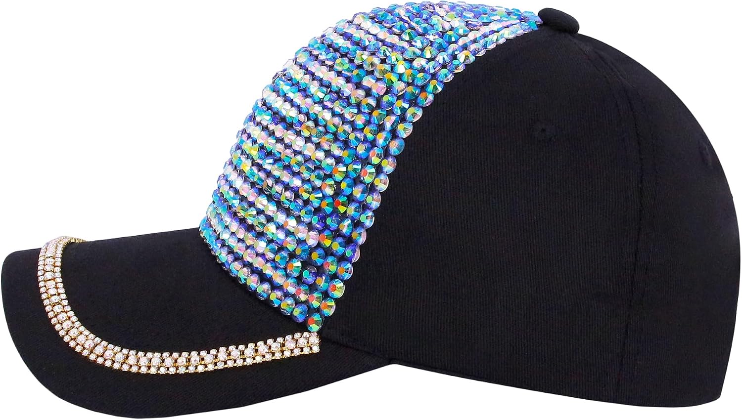 Haoohu Women's Full Sparkle Studded Rhinestone Baseball Cap Gem Bling Ponycap Adjustable Trucker Hat Outdoors Sun Cap