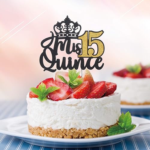 Miniatura 4 de Mis membrillo 15 decoración para tartas de cumpleaños de quincenera, decoración de fiesta de cumpleaños número 15