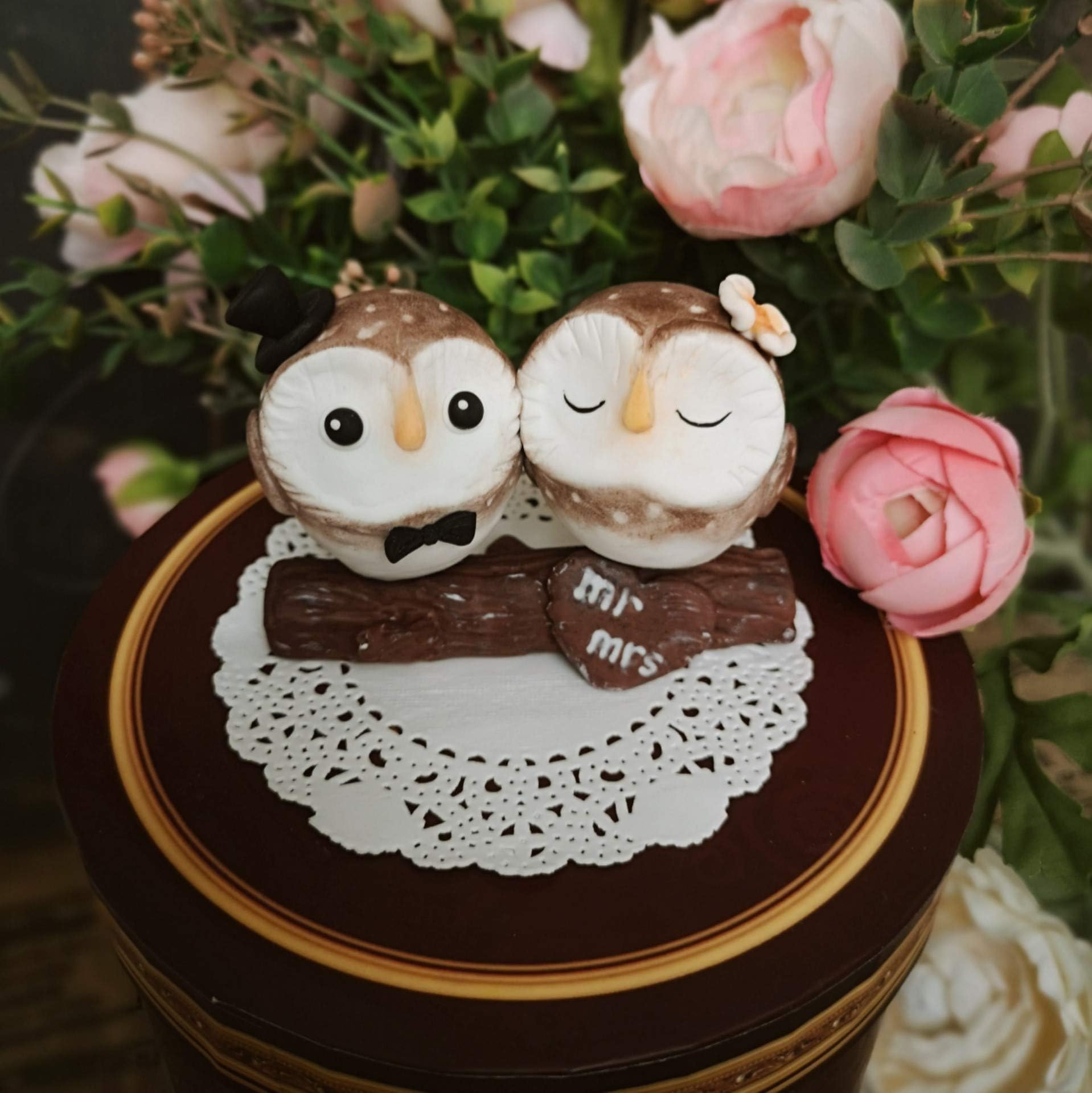 Owl wedding cake topper Handmade Love bird Garden Spring Summer Autumn Winter 2024