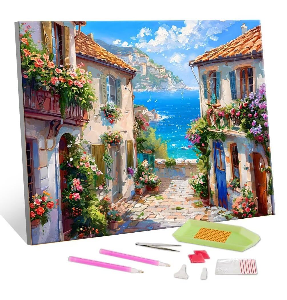 DIY Malarstwo diamentowe 5D, sztuka diamentowa, małe miasteczko, zestawy scenerii dla dorosłych, sztuka z kryształków górskich, płótno, haft, artykuły rzemieślnicze, dla dzieci i dorosłych, idealna