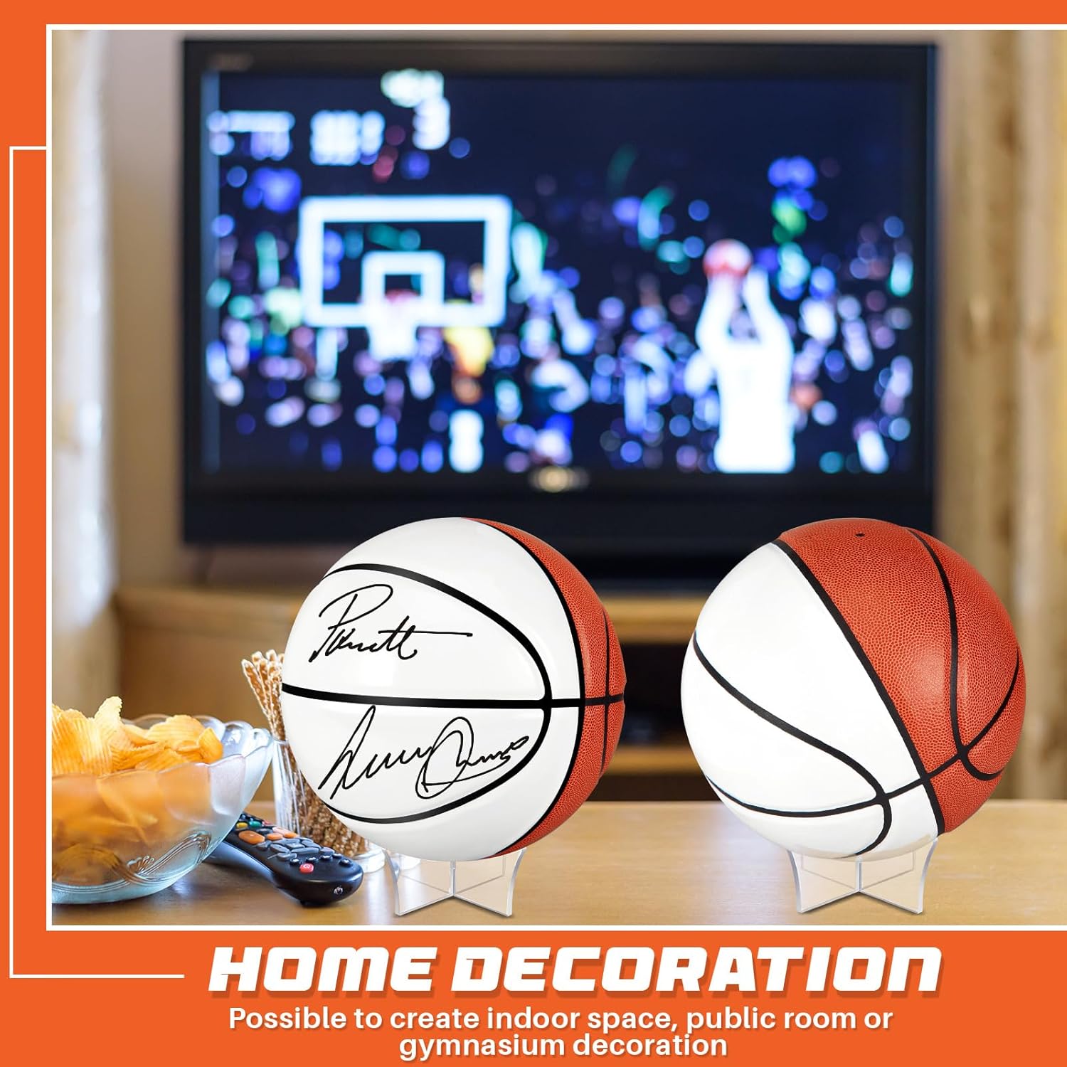 Hiboom Autograph Basketball with Acrylic Ball Stand, Signing Autograph Blank Panel Signature Official Ball for School College Coach Graduation Basketball Senior Night Gift