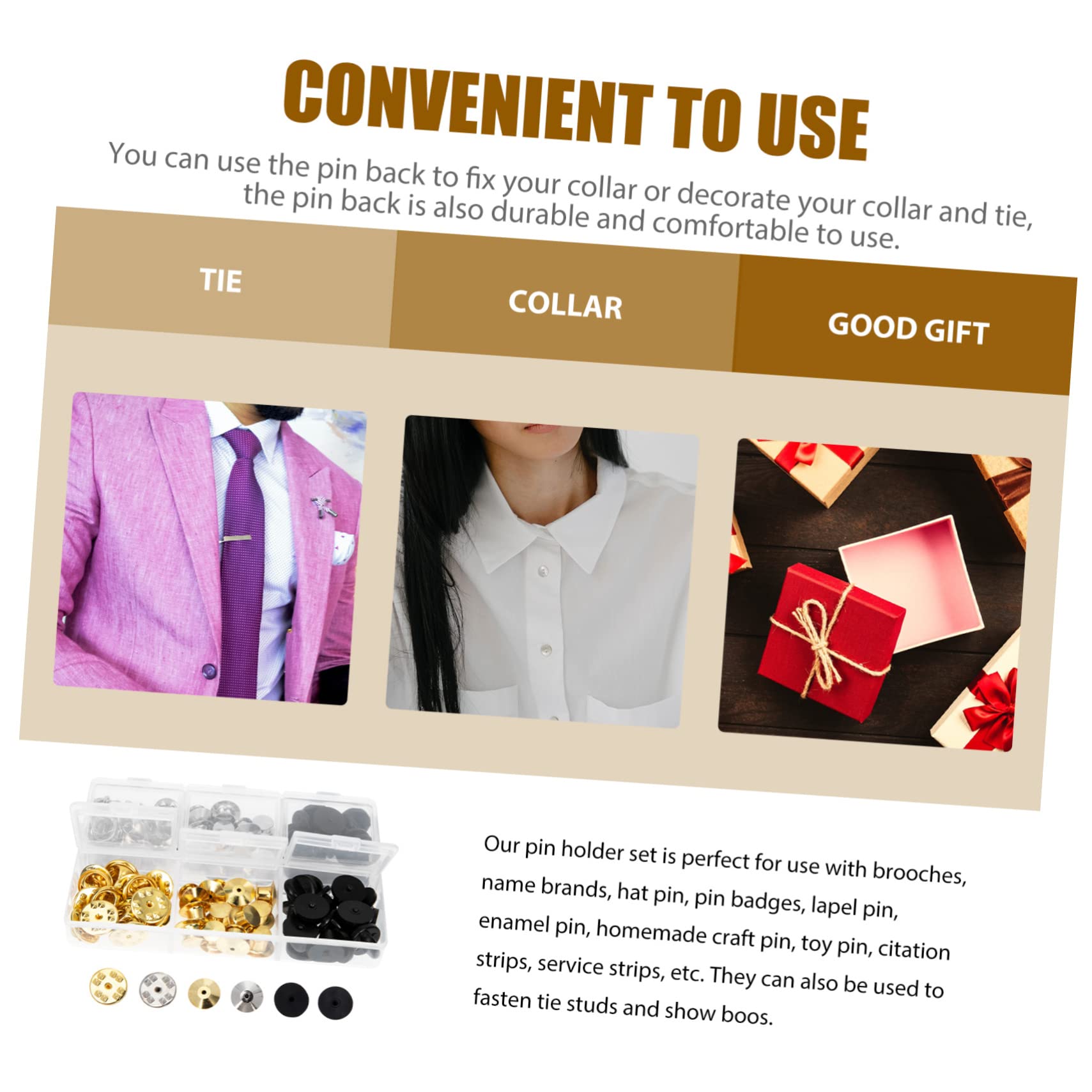 jojofuny 3 Ensembles Pinces À Cravate avec Fermoirs Décoratifs pour Broches Accessoires De Mode Et DIY 84 Pièces * 3