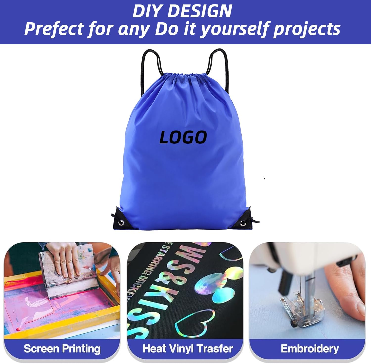 Drawstring Backpacks, 10 Pack — Lightweight Drawstring Bags for Gym, Daily Use & Travel (10, Blue) - Image 4