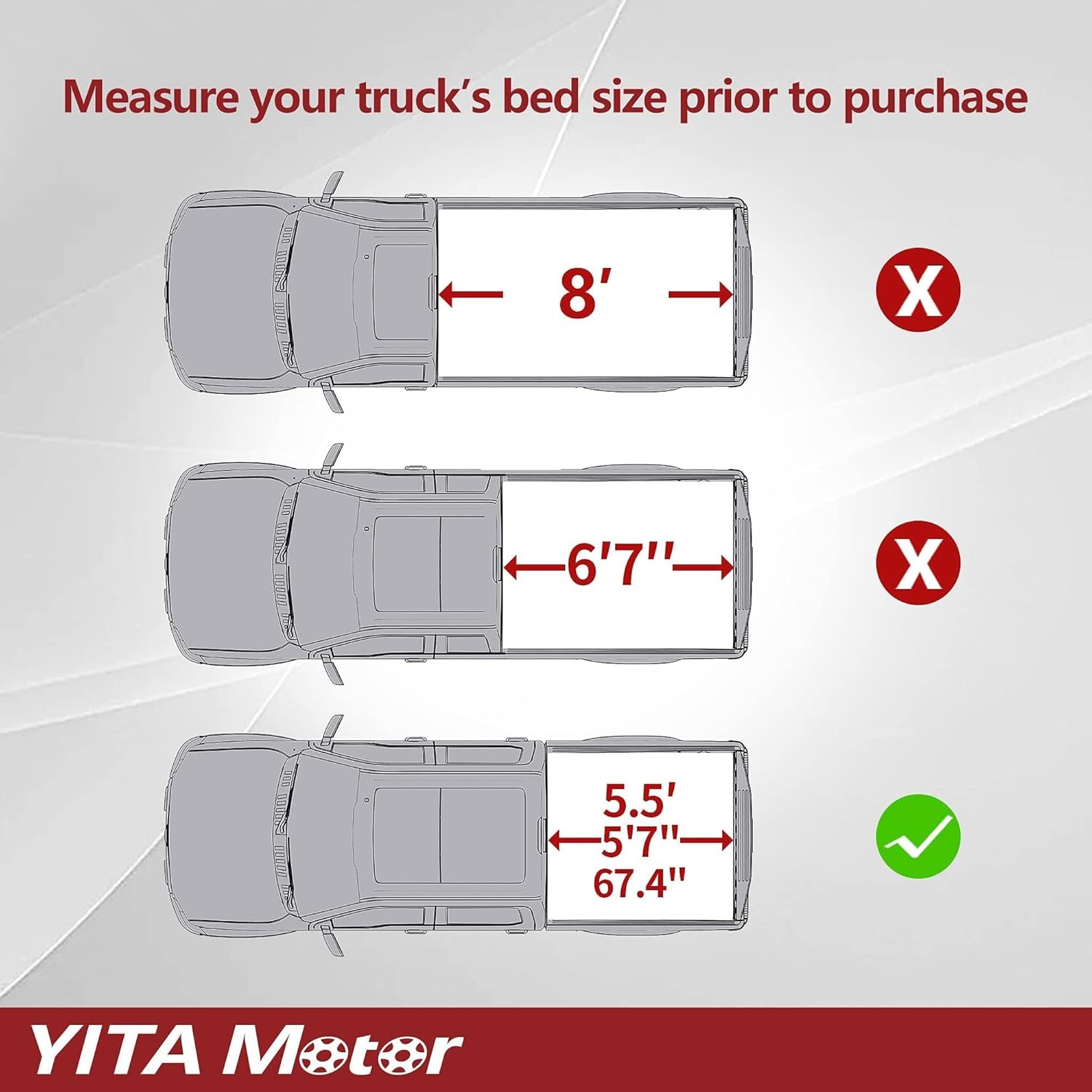 YITAMOTOR Soft Tri-fold Truck Bed Tonneau Cover Compatible with 2015-2026 Ford F-150 5.5 ft bed 5'6" Soft 3-Fold 2015-2026