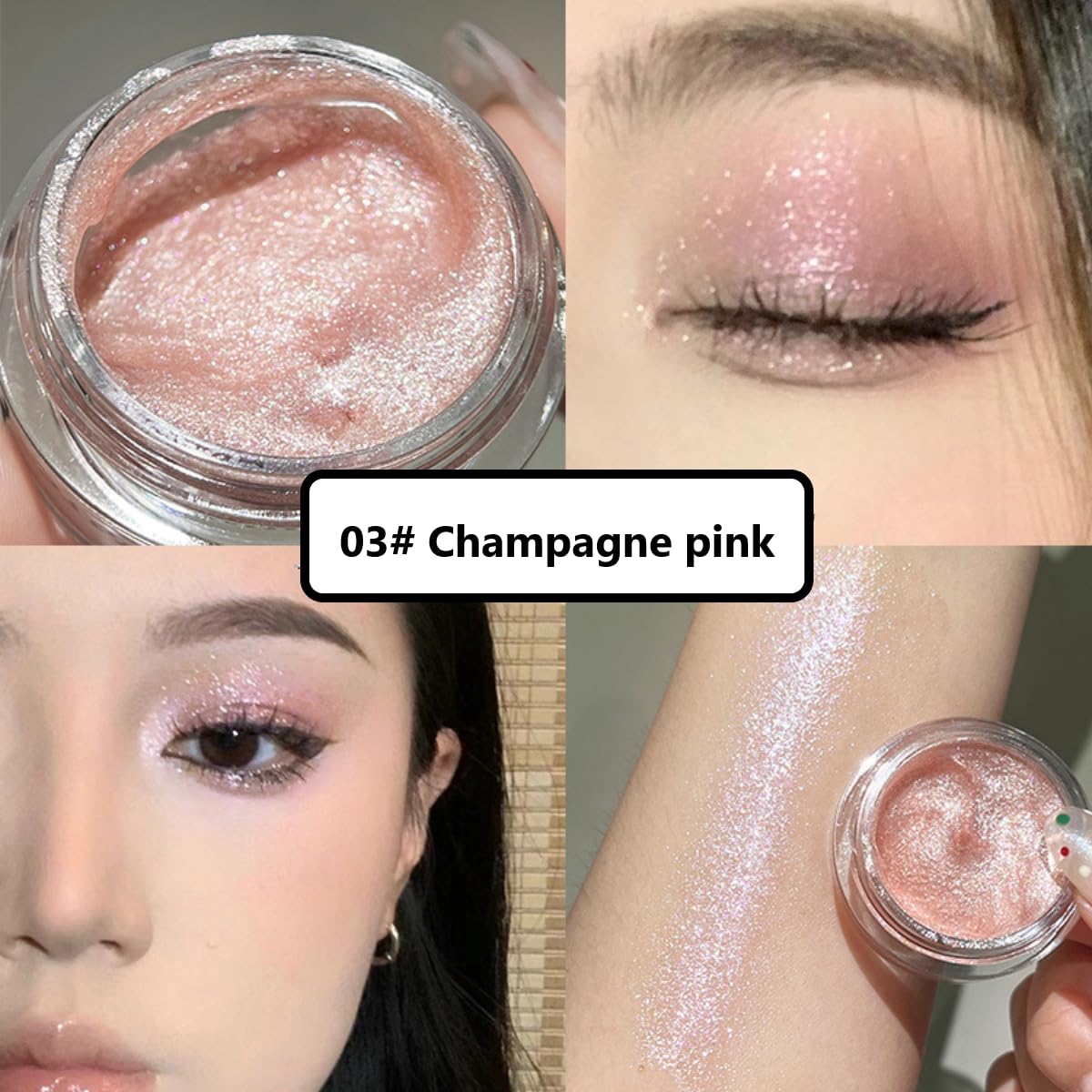 KARLOR Face Liquid Highlighter, Champagne Pink Eyeshadow Creamy Shimmer Gel Face Highlighter Radiant Gel Creamy Glitter - Image 2