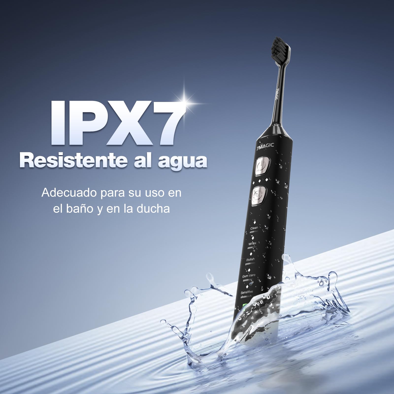 Cepillo de Dientes Eléctrico, Cepillo Electrico, Cepillos de Dientes Eléctricos Sónicos, Cepillo Dientes Electrico - Autonomía 180 Días, 3 Intensidades, 5 Modos, 40000VPM, IPX7, Negro