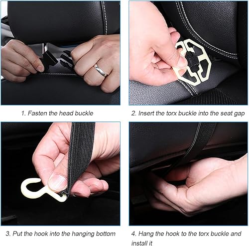 Miniatura 3 de Organizador de respaldo de asiento de automóvil, bolsillo de almacenamiento de cuero para el respaldo del vehículo con bandeja de mesa plegable,