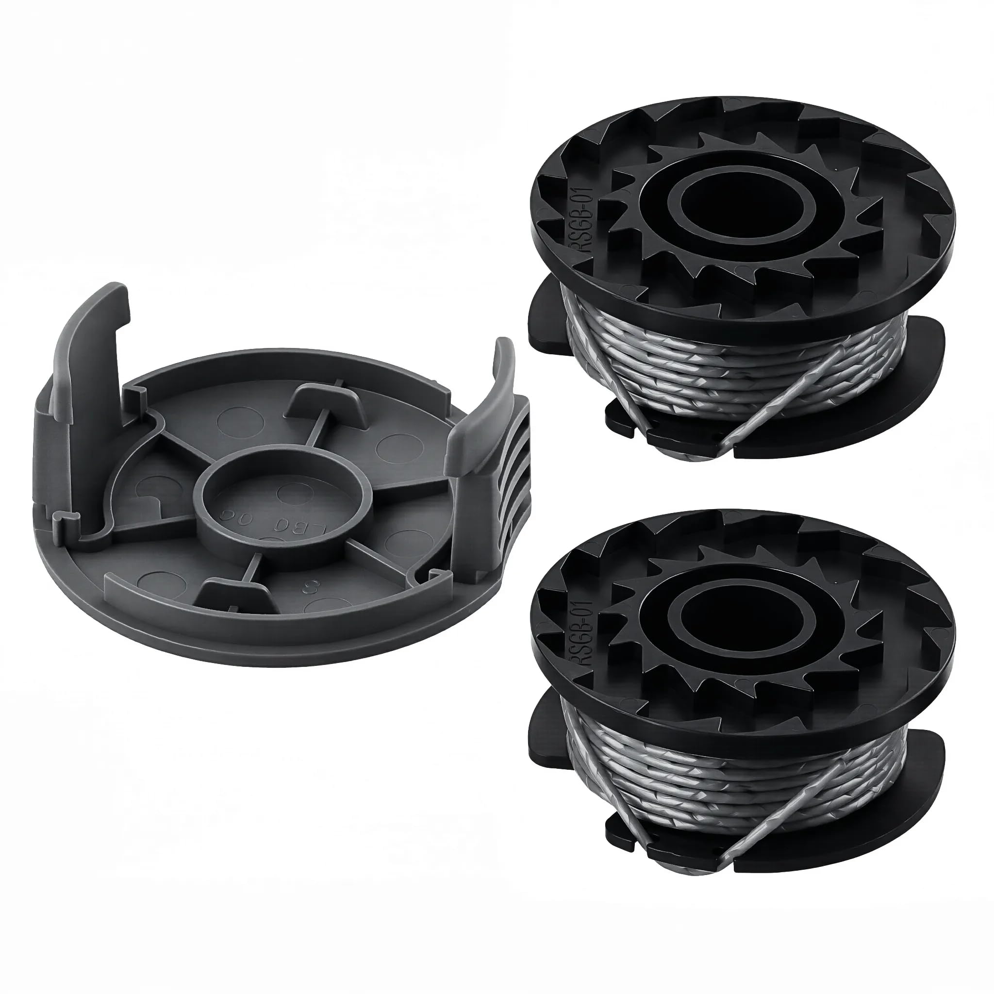 NexRen 2 Pack Strimmer Spool Line and Cover Set, Replacement Spool F016800569 with Cover F016F05320, 1.6mm 4m Double Autofeed, for Bosch EasyGrassCut 18-230 18-260 18-26 23 26