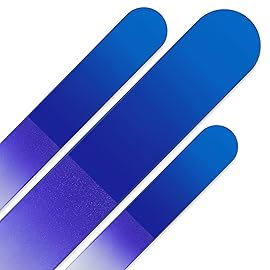 Glass Nail File - Mont Bleu Premium Set of 3 Crystal Nail Files in Pouch - Handmade Gifts - Best Glass Nail Files for Natural Nails - Washable Double Sided Nail File - Etched Nail Files