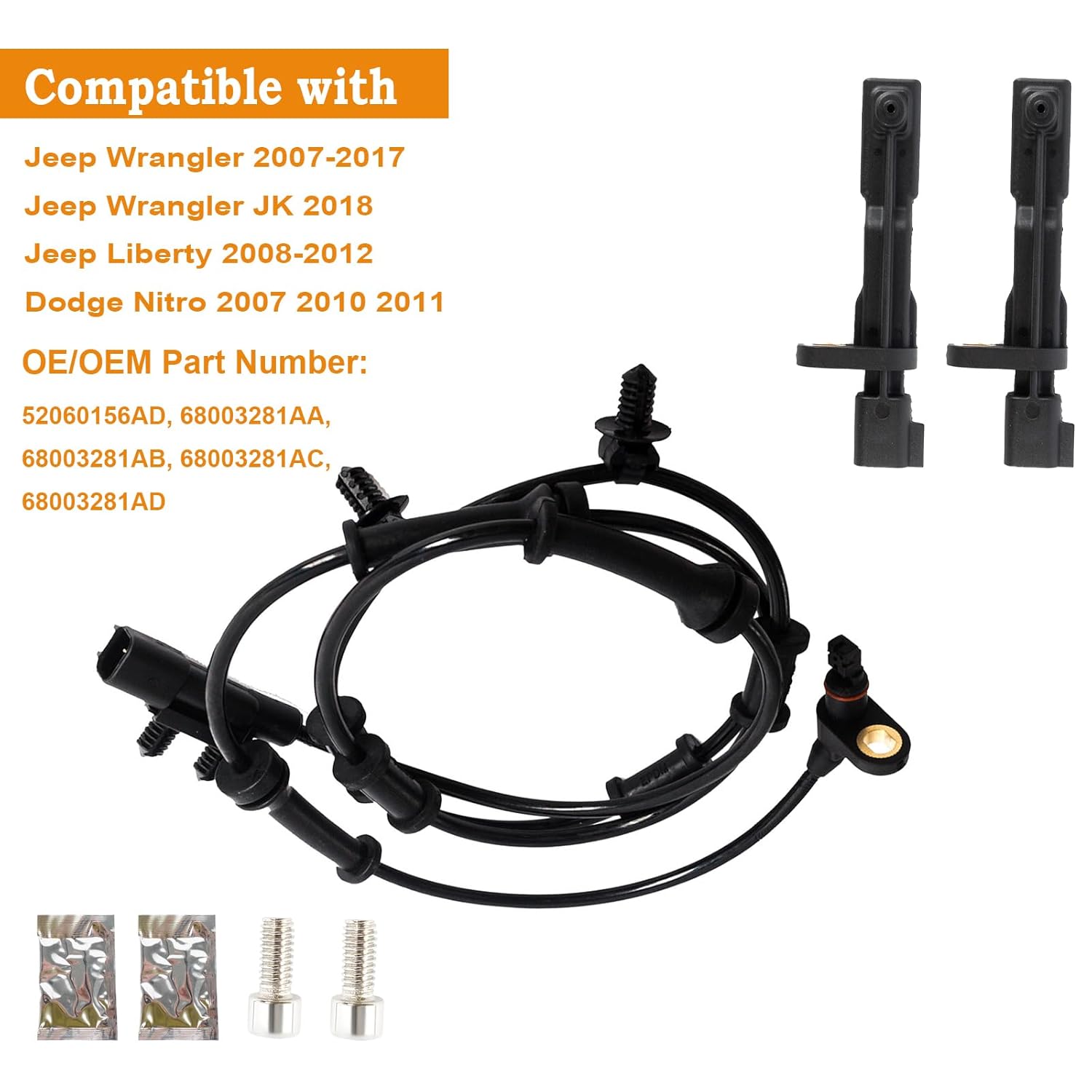 KARPAL Front and Rear and Left and Right ABS Wheel Speed Sensor Compatible with 2007-2016 Jeep Wrangler (Pack of 4)