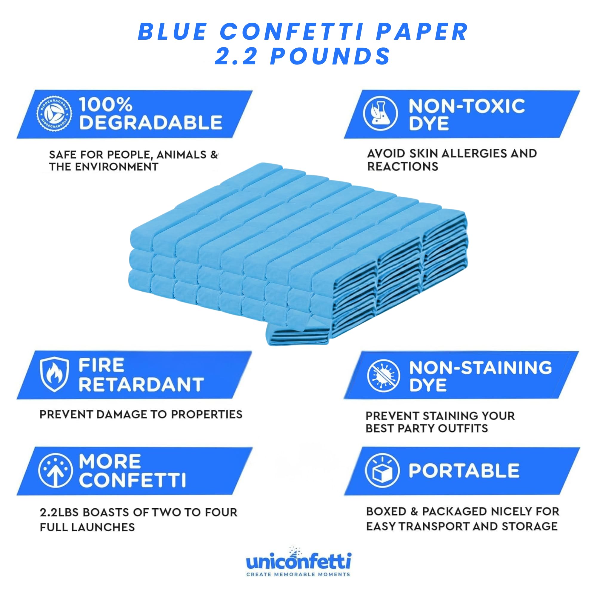 Blaues Konfetti-Papier – Großpackung 1,0 kg | 1 kg, biologisch abbaubares Seidenpapier, leicht, nicht färbend, für Veranstaltungen, Basteln, Dekorationen