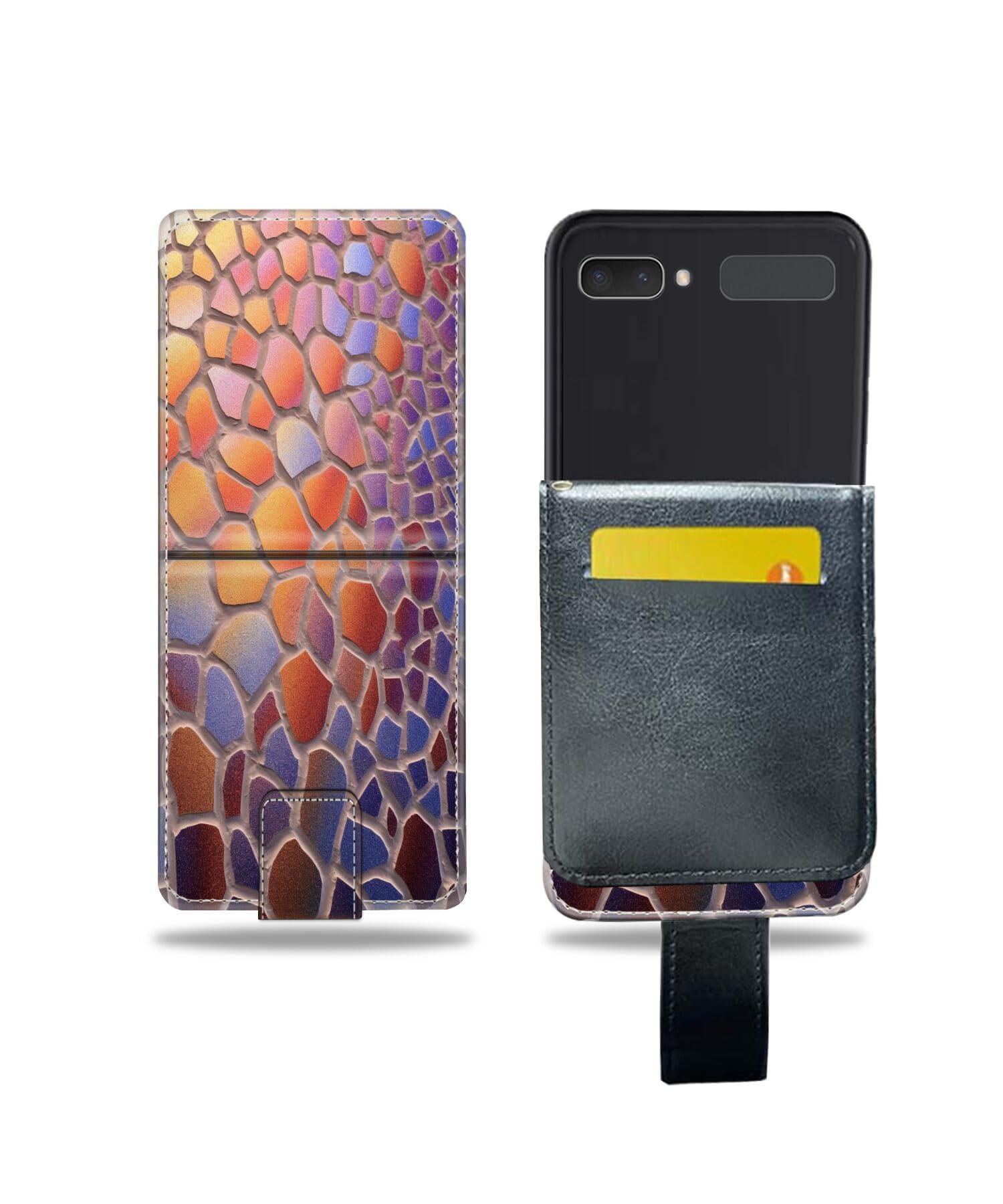 Wallet Case for Samsung Galaxy Z Flip Z Flip 5G Z Flip3 5G Z Flip4 with Designer cat-Art cc108,Card Slot and Wrist Strap Flip Cover