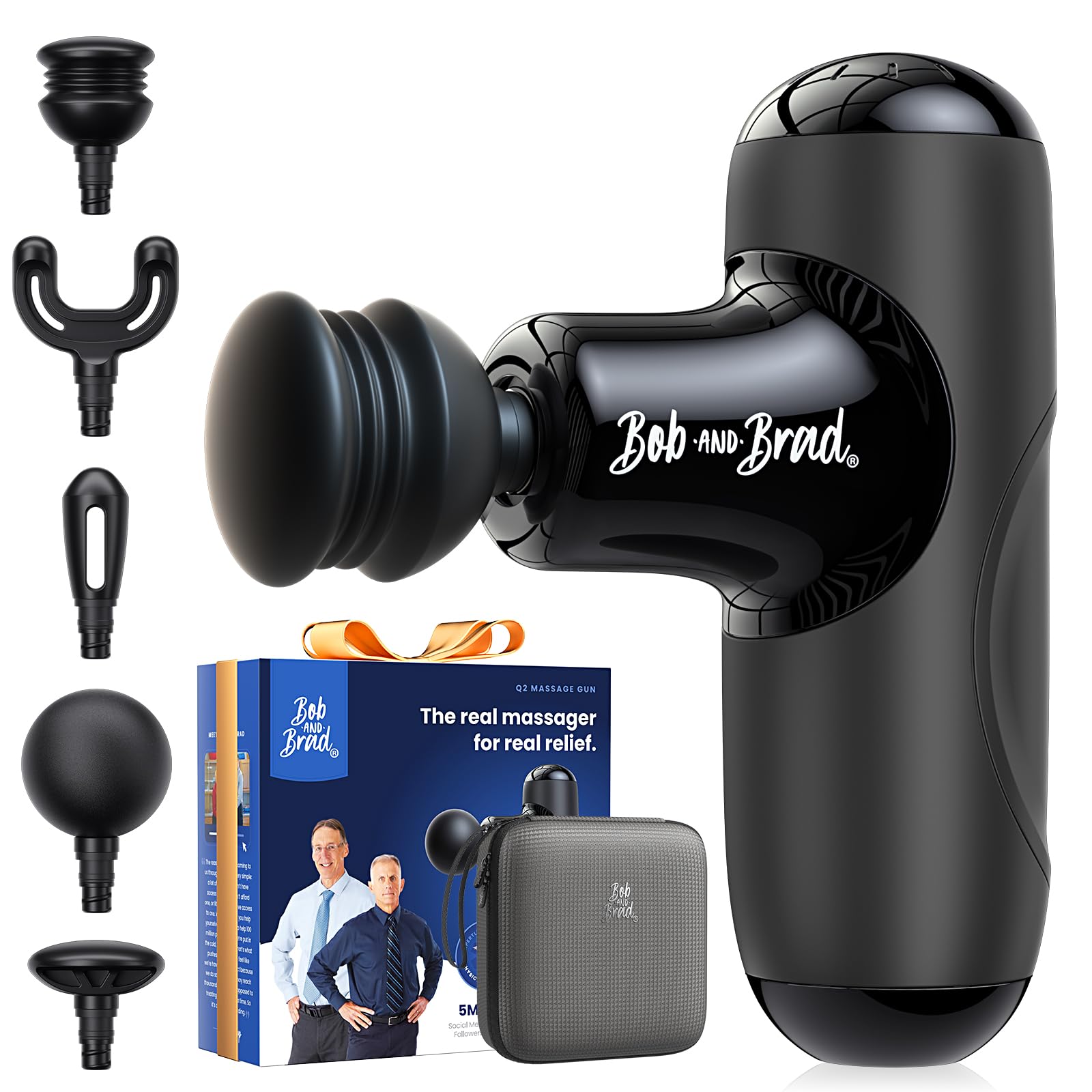 BOB AND BRAD Q2 Mini Pistola Massaggio Muscolare Portatile, Massaggiatore Elettrico per Schiena e Spalle, Silenzioso, Ricarica USB-C, Custodia Inclusa, Ideale per Ufficio, Viaggi e Sport