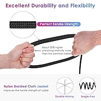 Vista 5 de Cable de instrumento de 10 pies, para guitarra eléctrica y bajo con conector en ángulo recto de 1/4 de pulgada - Negro