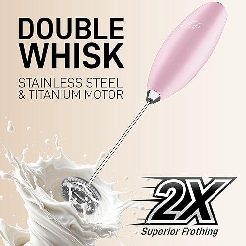 Vista 380 de Zulay Kitchen - Espumador de leche de mano con pilas AA Duracell: batidora de bebidas resistente para café, latte, capuchino y más, color aurora