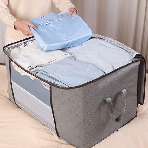 Chinatown Large Capacity Clothes Storage Bag,Organizer with Zips,Large Clear Window & Portable Handles, Mold-proof and moisture-proof closet storage box for bedspreads and blankets(4 Packs)
